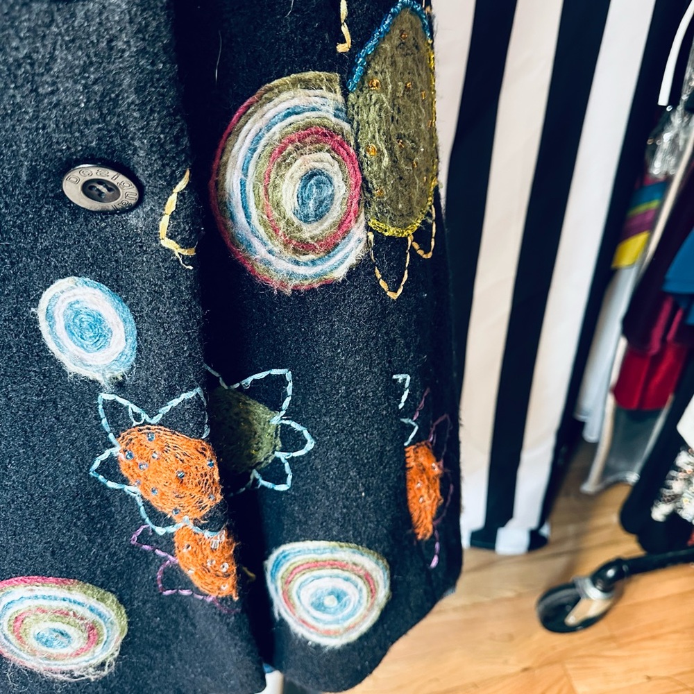 Desigual National Wind Trench Coat w/ Adorable Cosmic Embroidered Detail - 36 - Picture 6 of 12